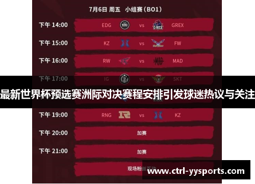 最新世界杯预选赛洲际对决赛程安排引发球迷热议与关注